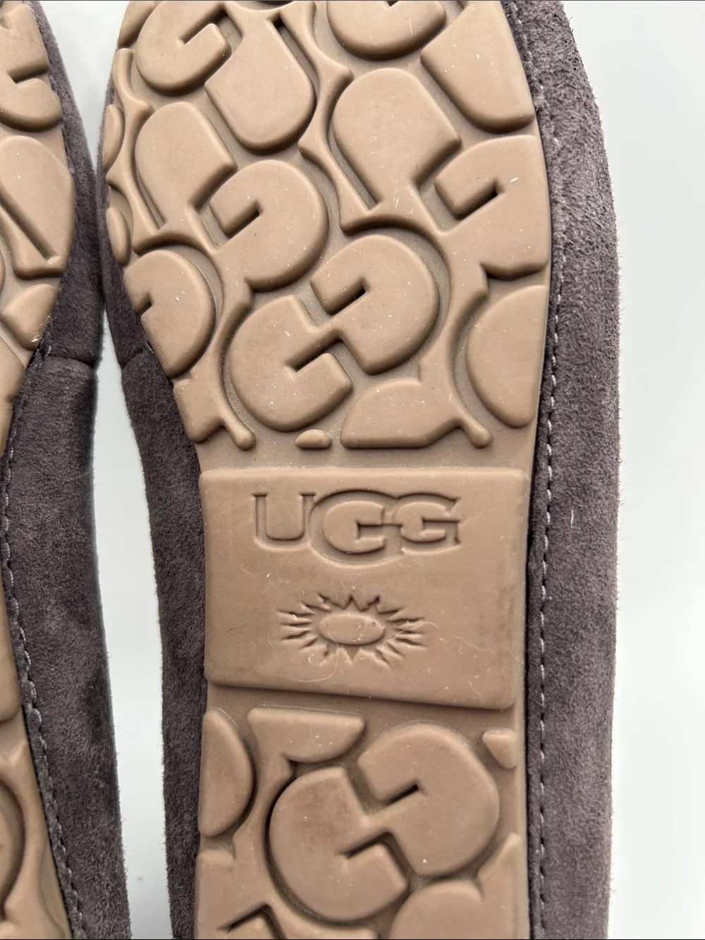 UGG Ansley Blossom Gray Suede Moccasin Slippers with Plush Shearling Lining - Picture 10 of 16